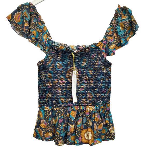 House of Harlow 1960 Tops - House of Harlow 1960 Smocked Top Blue Size S Ruffle Sleeve Peplum Stretch